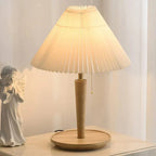 Vintage Wooden Table Lamp, Retro Walnut Bedside Light
