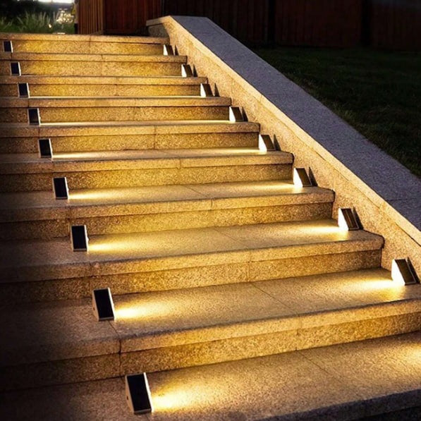Solar stair lights outdoor step lighting IP65 waterproof LED, deck patio porch