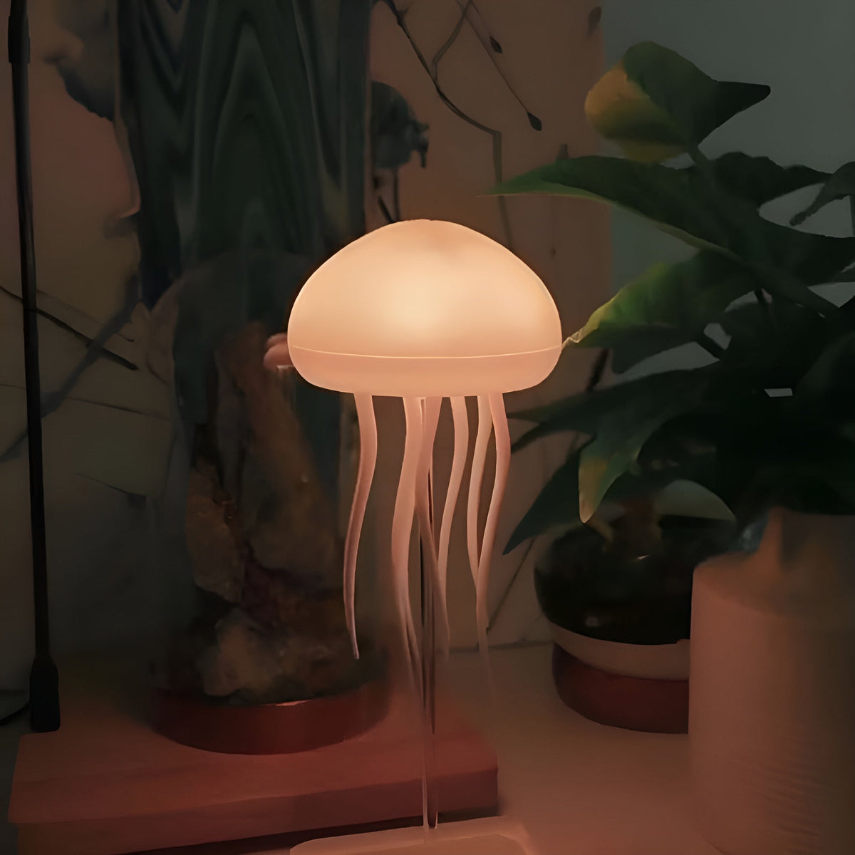 LED jellyfish lamp with RGB color-changing voice-activated night light
