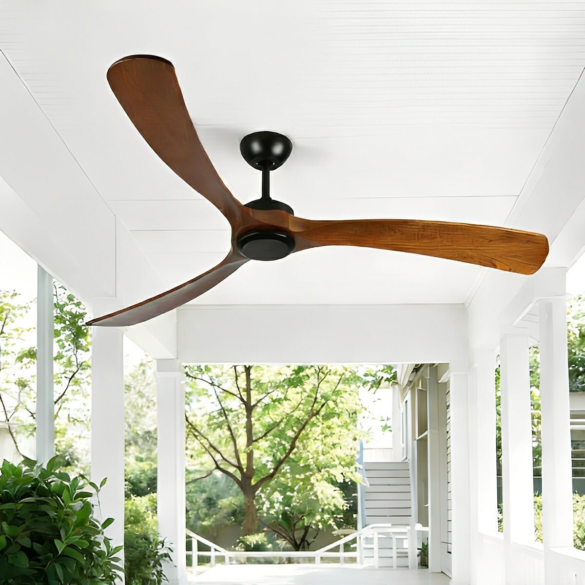 Ceiling Fan | Modern Outdoor with Wood Blades, 6 Speed