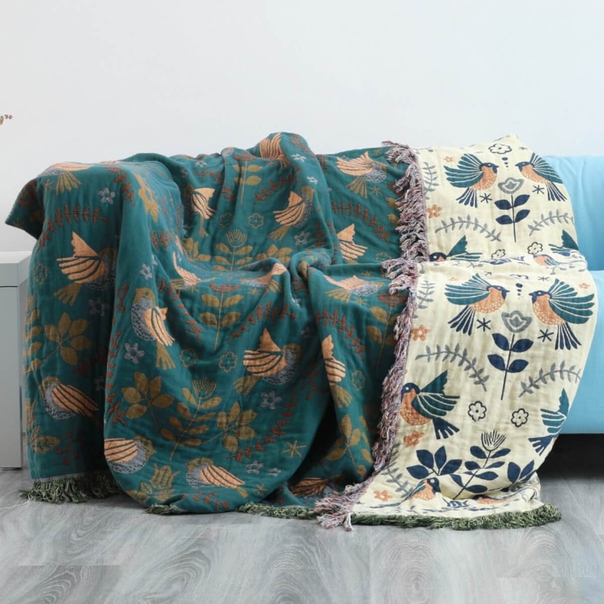 Reversible Scandinavian Throw Blanket | Warm Lined, Soft