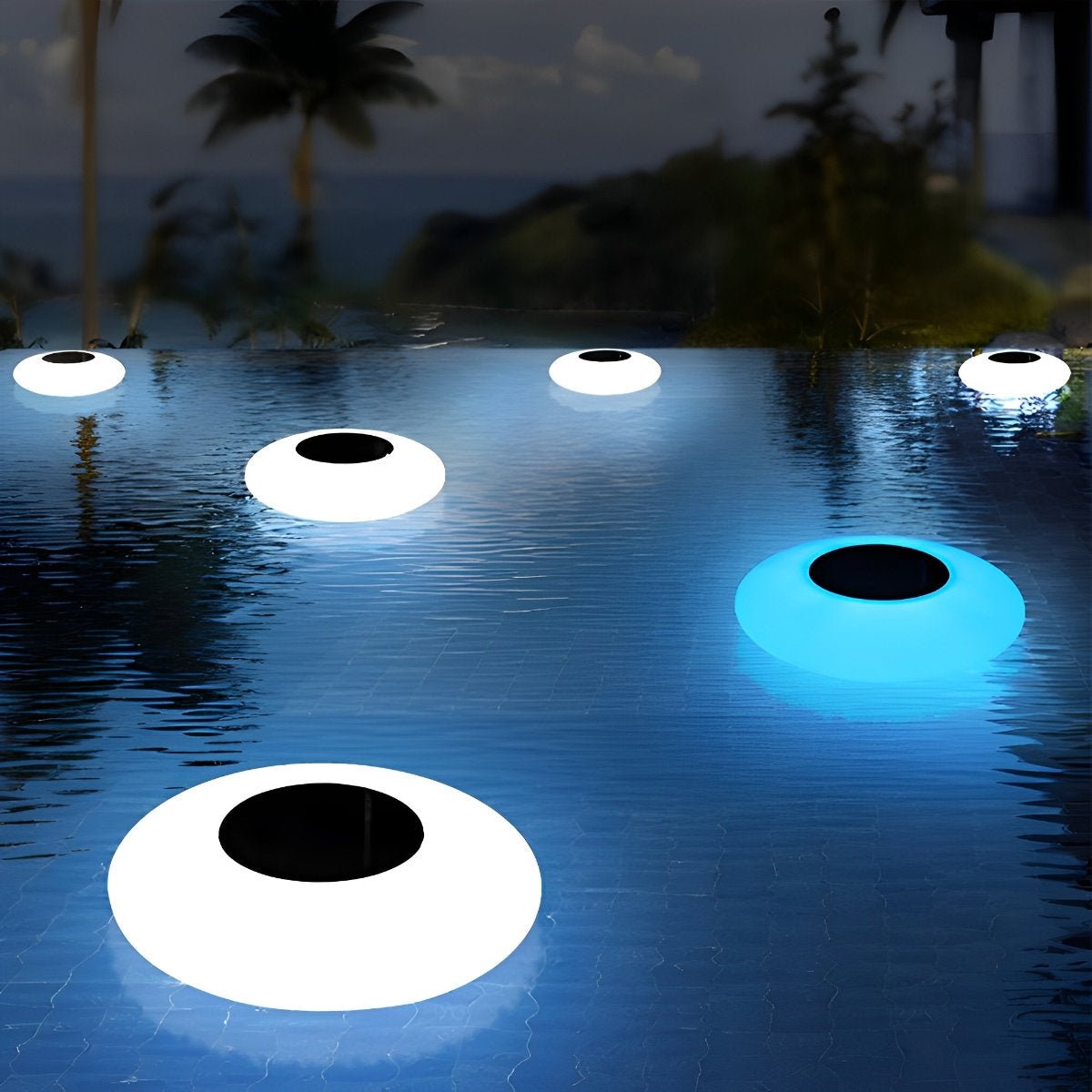 Solar pool lights floating RGB LED waterproof, color changing