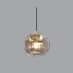 Glass globe pendant light in clear and amber, Nordic style ceiling fixture