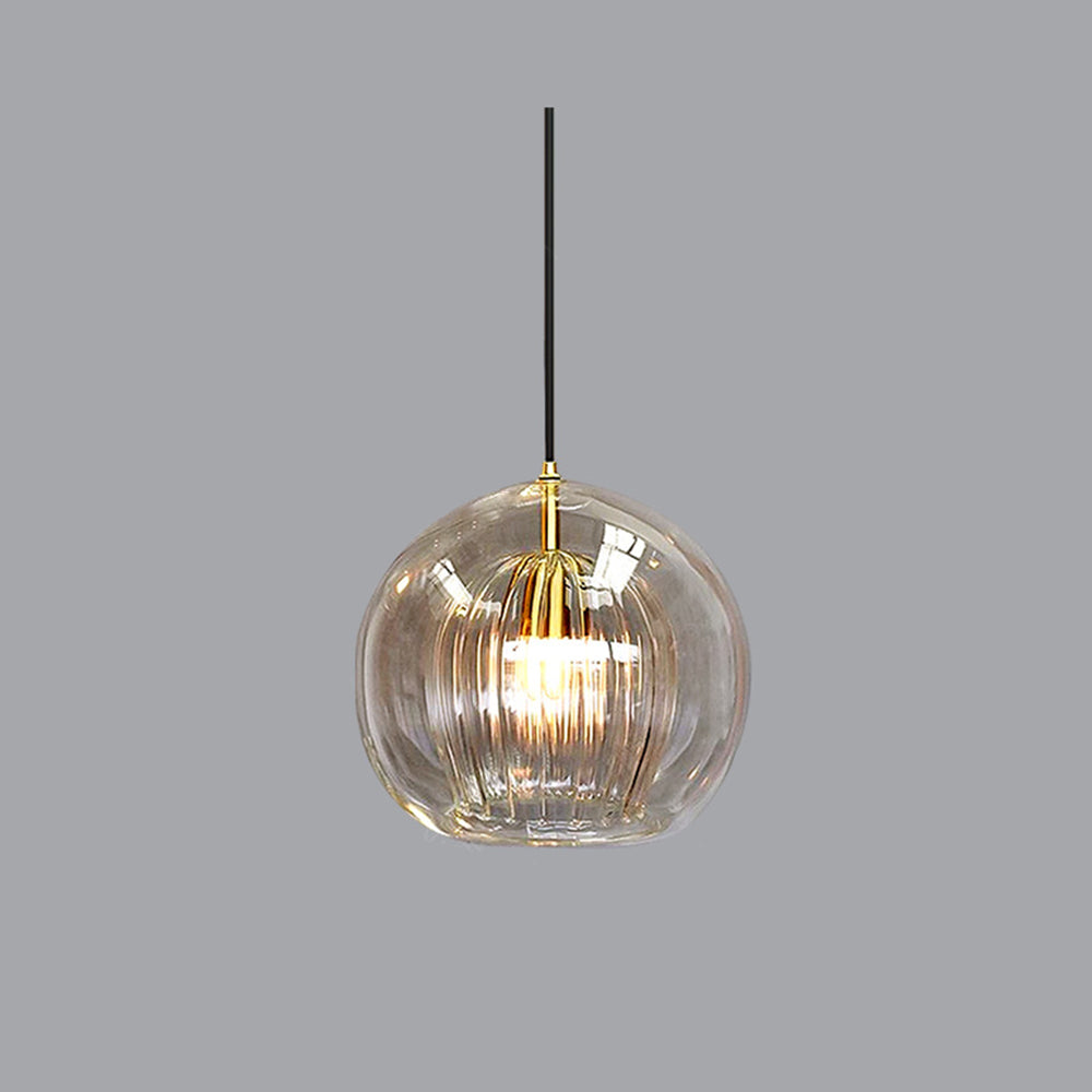 Glass globe pendant light in clear and amber, Nordic style ceiling fixture