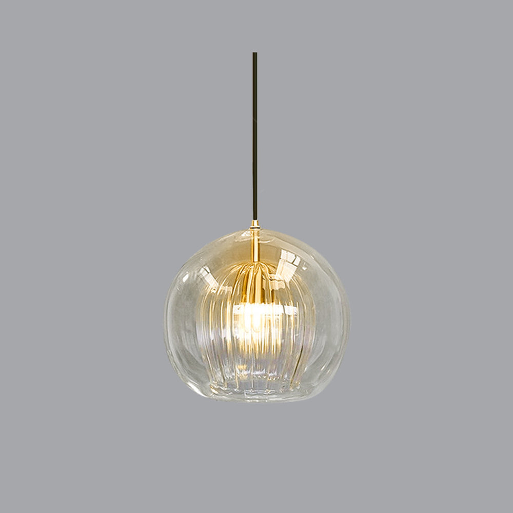 Glass globe pendant light in clear and amber, Nordic style ceiling fixture