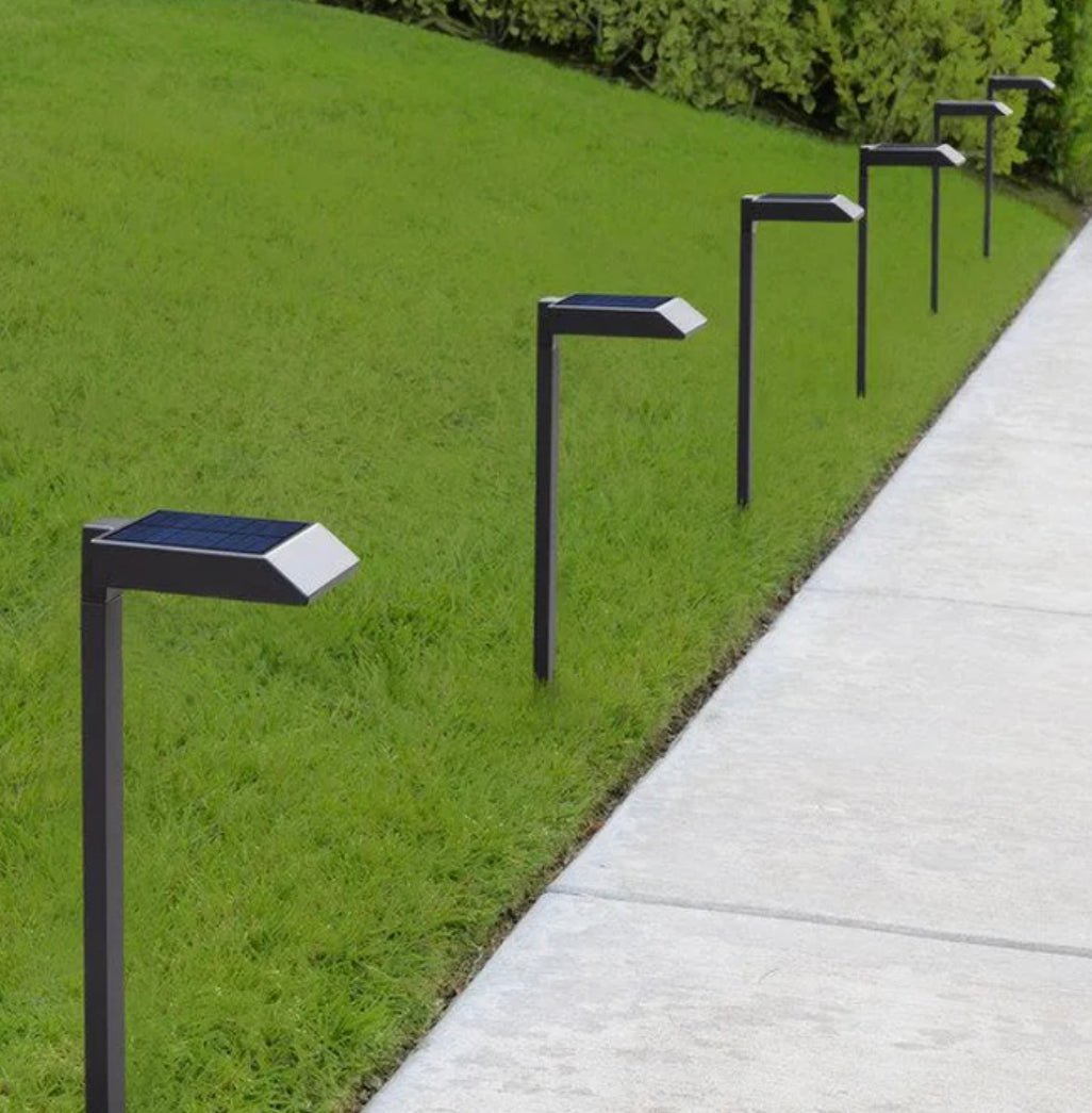 Solar garden lights LED pathway down light 30 lumen 6-pack modern stake design