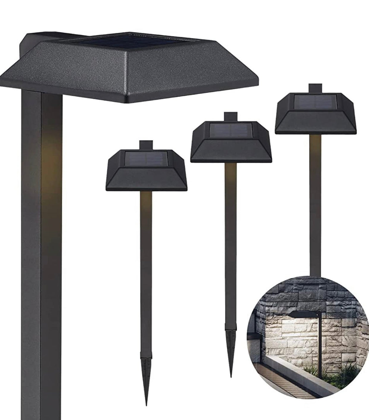 Solar garden lights LED pathway down light 30 lumen 6-pack modern stake design