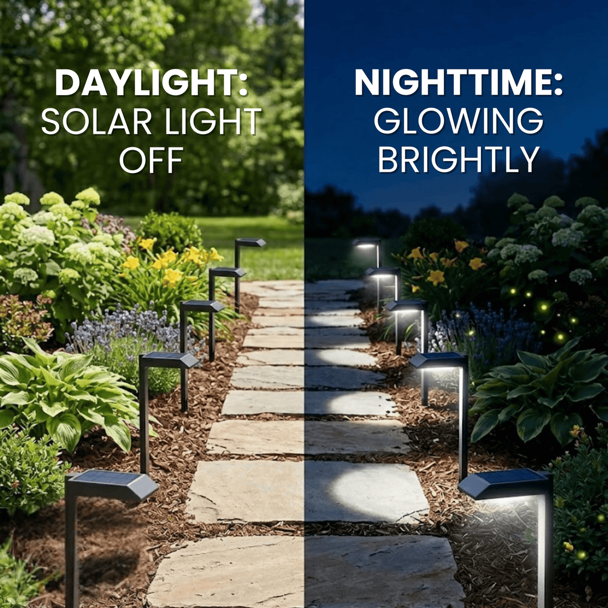 Solar garden lights LED pathway down light 30 lumen 6-pack modern stake design
