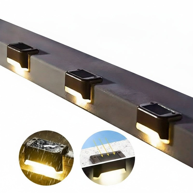 Solar path lights for fence and balcony with automatic dusk sensor, warm LED, no wiring