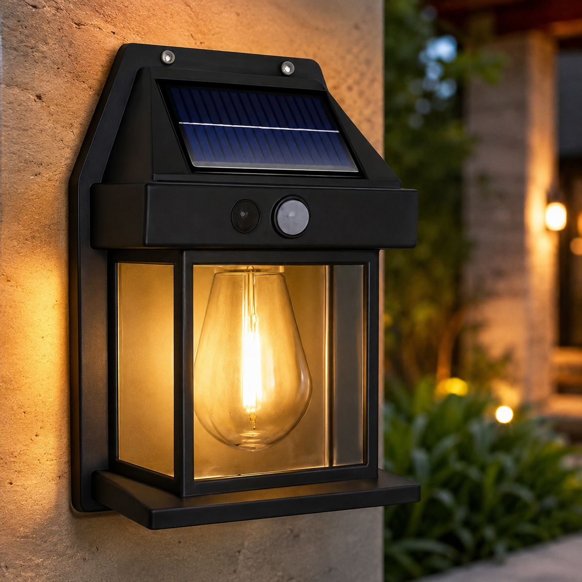 Solar wall light outdoor with motion sensor, IP65 waterproof