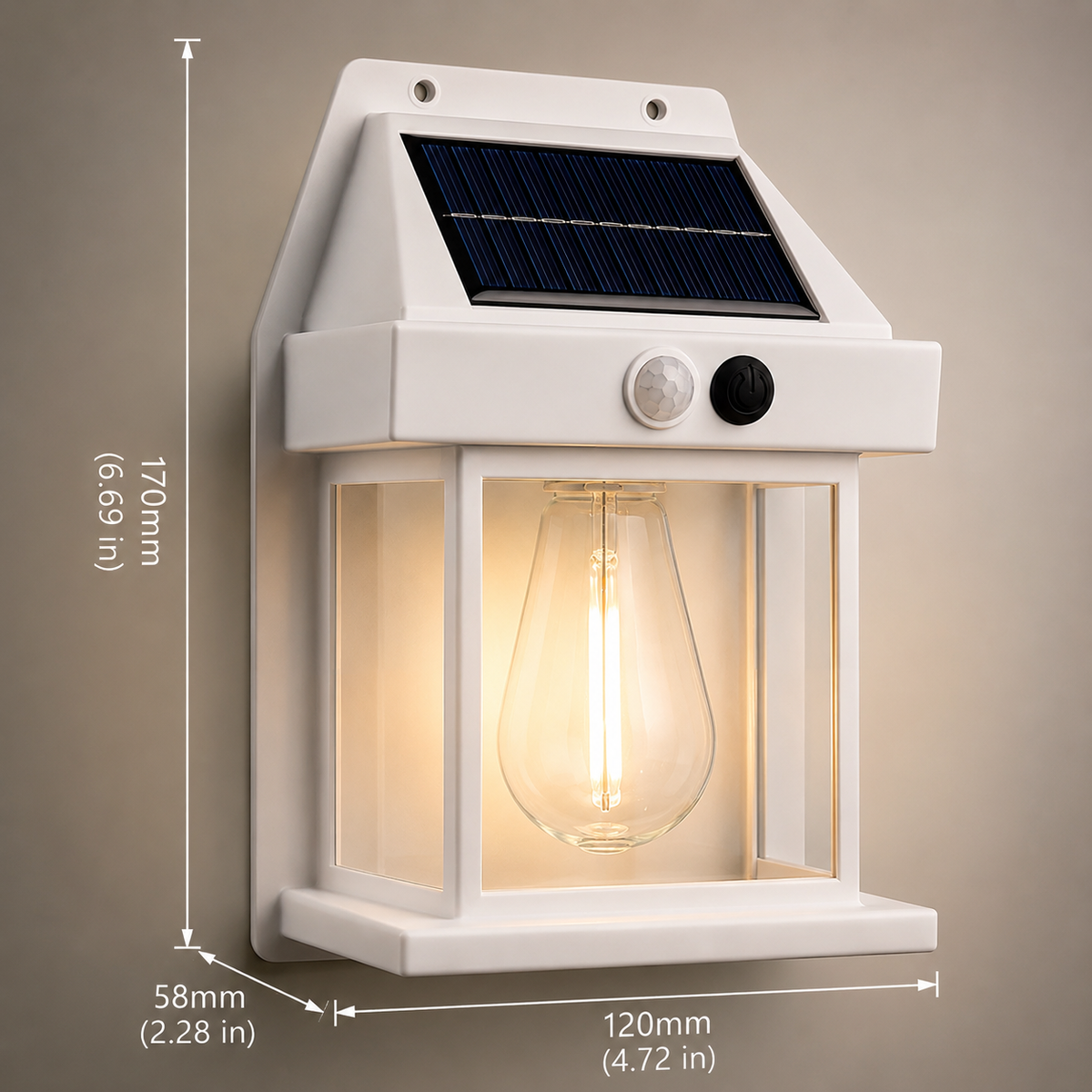 Solar wall light outdoor with motion sensor, IP65 waterproof