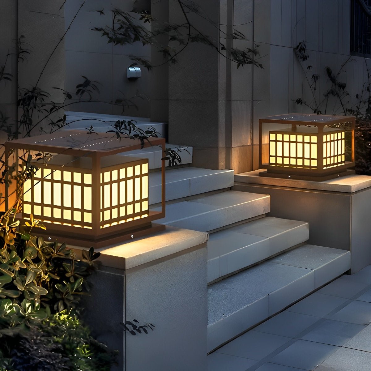 Outdoor post lights square LED waterproof brown deck pillar light