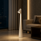 Rechargeable table lamp with cordless dimmable LED and metal and glass design