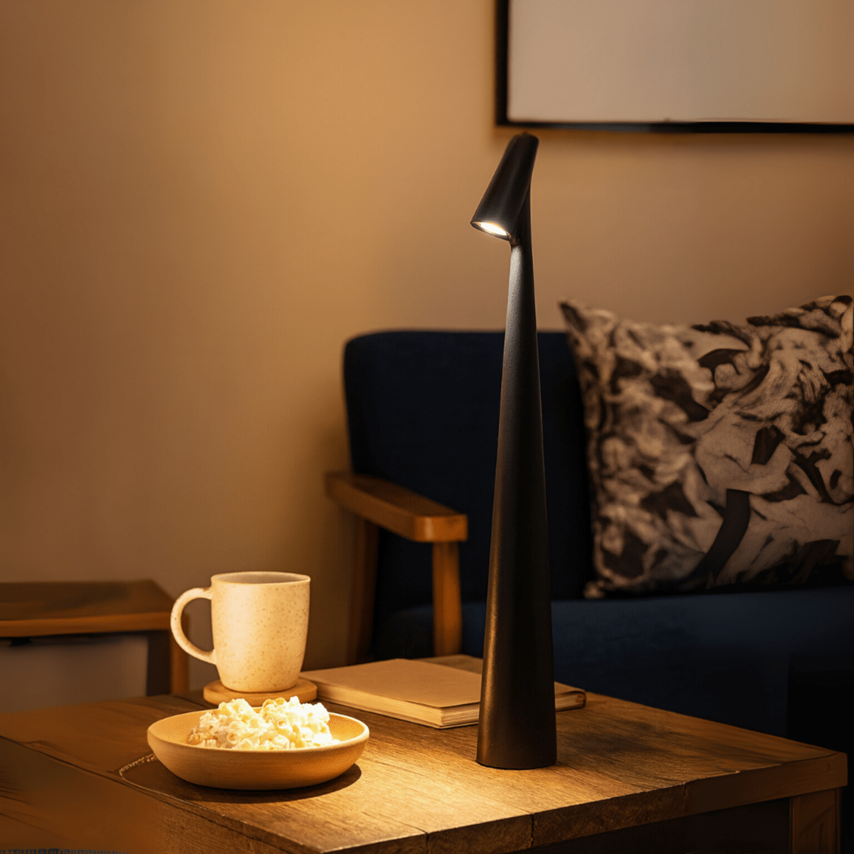 Rechargeable table lamp with cordless dimmable LED and metal and glass design