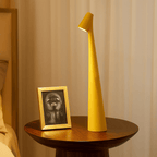 Rechargeable table lamp with cordless dimmable LED and metal and glass design