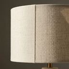Ceramic Table Lamp | Ivory, Cylindrical Fabric Shade | Warm Light