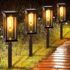 Solar garden lights waterproof pathway stake lights warm white outdoor
