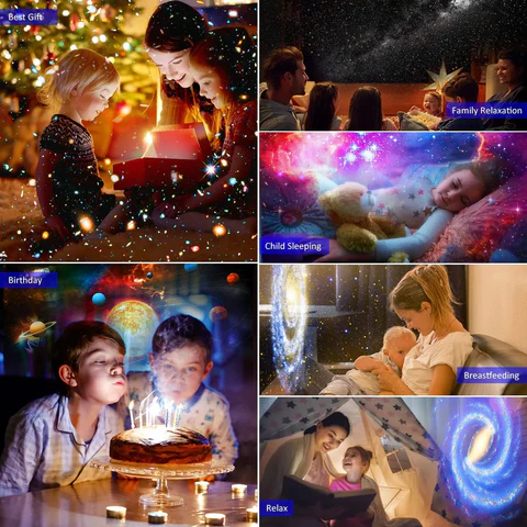 Galaxy projector night light with 13 star and planet projection modes, USB powered