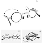 Folding reading glasses ultra-light metal frame with blue light protection, compact portable design