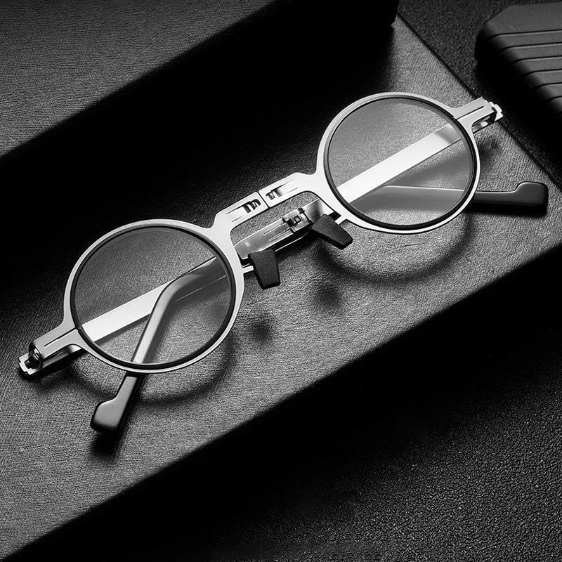 Folding reading glasses ultra-light metal frame with blue light protection, compact portable design