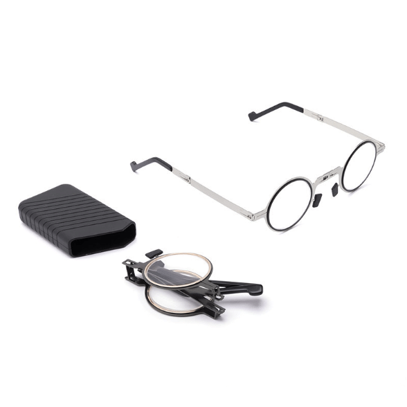Folding reading glasses ultra-light metal frame with blue light protection, compact portable design