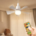 Socket Fan with LED Light & Remote Control | E27 Ceiling Fan, 41cm