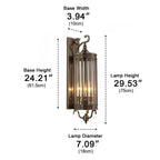 Linear outdoor wall light vintage mid-century IP65, copper and bronze finish, warm LED
