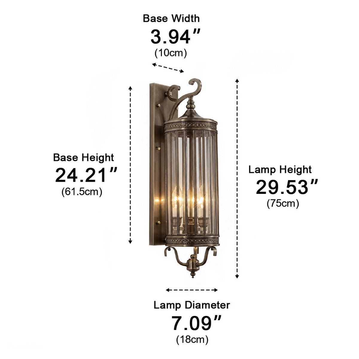 Linear outdoor wall light vintage mid-century IP65, copper and bronze finish, warm LED