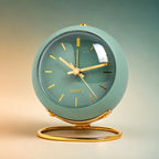 Silent Analog Alarm Clock, Quartz, Metal Case, Scandinavian