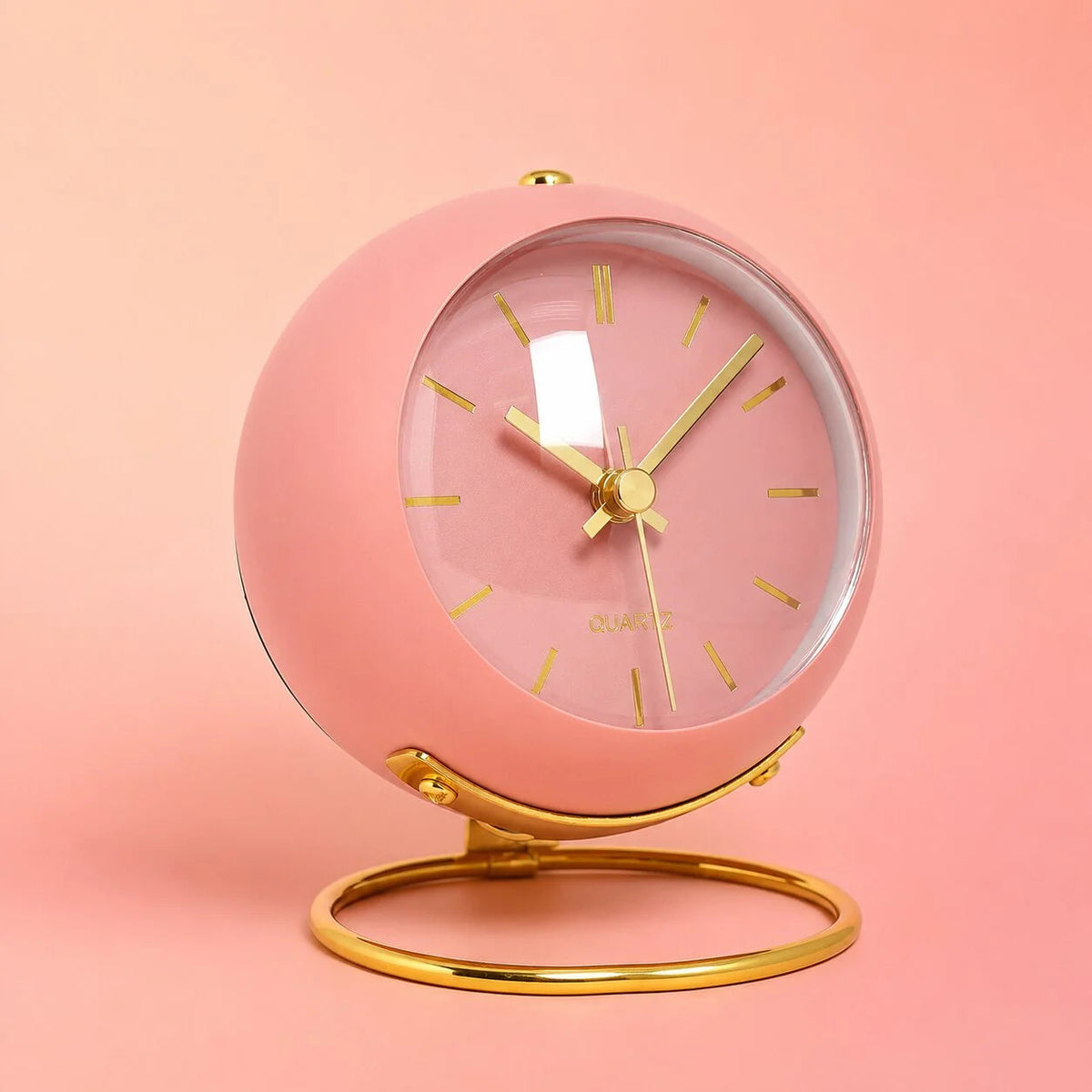 Silent Analog Alarm Clock, Quartz, Metal Case, Scandinavian