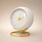 Silent Analog Alarm Clock, Quartz, Metal Case, Scandinavian