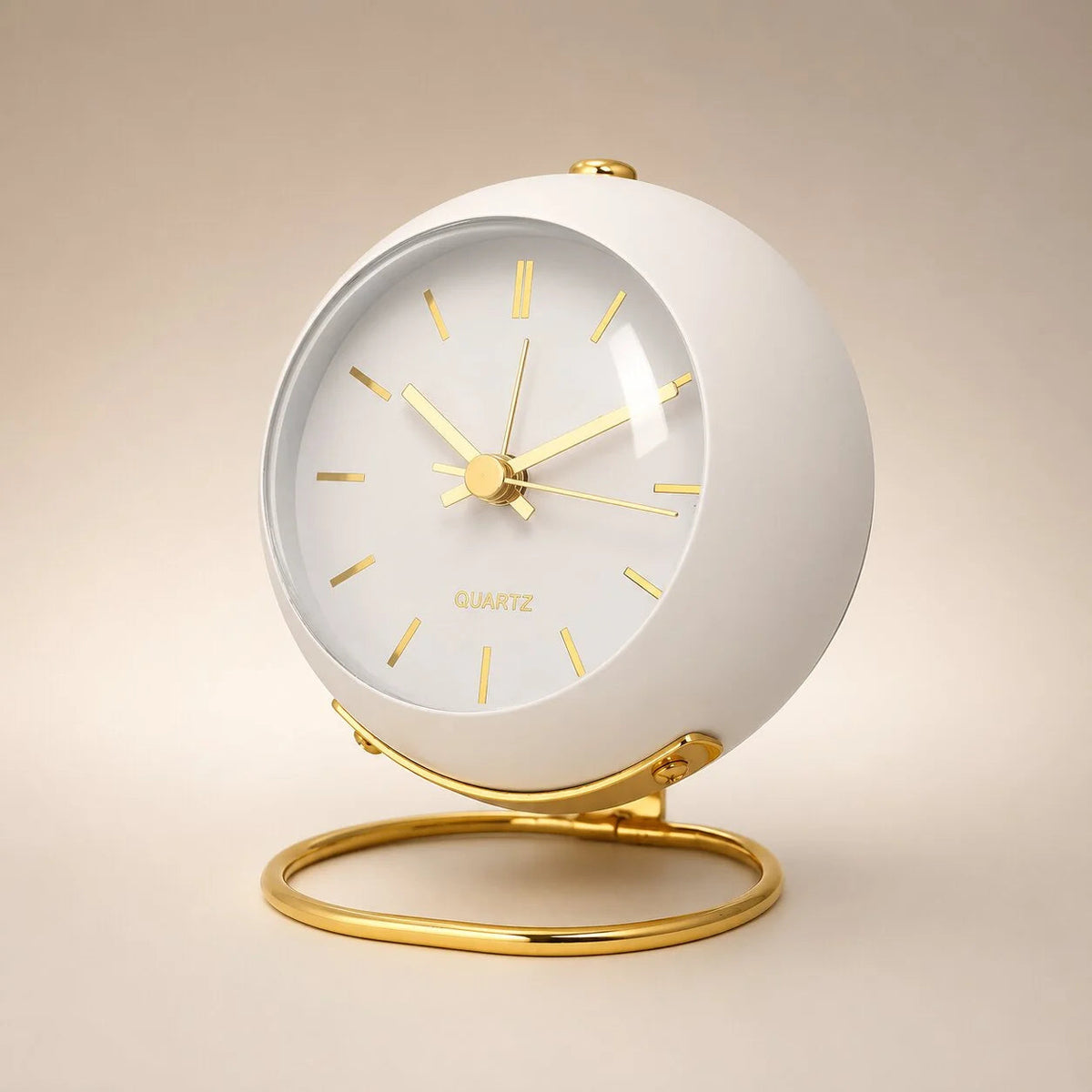Silent Analog Alarm Clock, Quartz, Metal Case, Scandinavian
