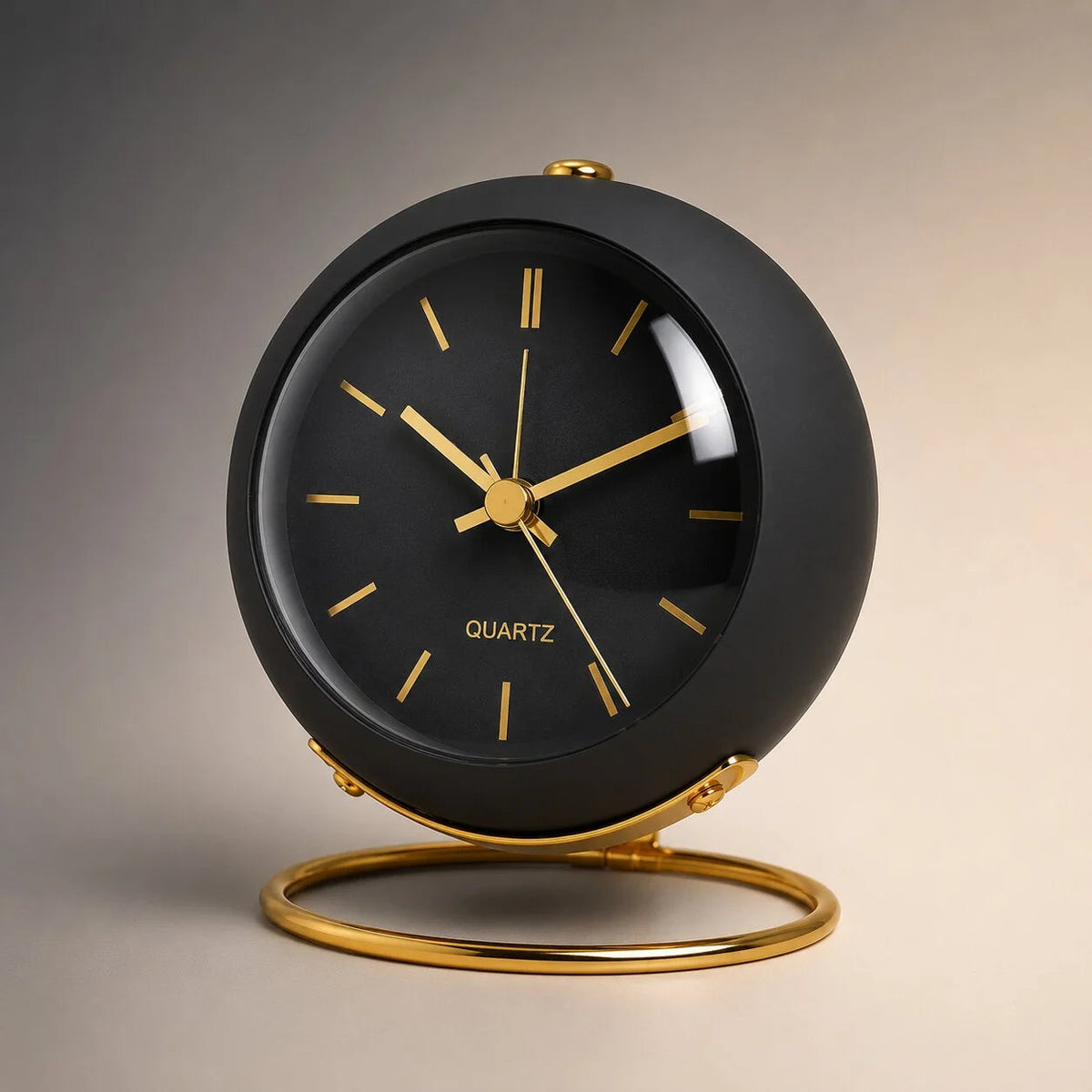 Silent Analog Alarm Clock, Quartz, Metal Case, Scandinavian
