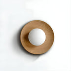Nordic wood wall light with globe shade, LED G9, bedroom and hallway