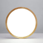Slim round LED ceiling light with Japanese-inspired wood accent finish, flush mount