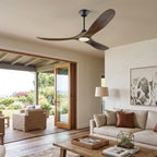 DC ceiling fan with LED light, solid wood blades, smart control, available in 36 to 82 inch