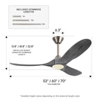 DC ceiling fan with LED light, solid wood blades, smart control, available in 36 to 82 inch